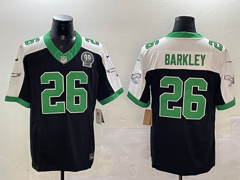 Men Philadelphia Eagles #26 Barkley Black Thanksgiving three generations 2025 Nike Vapor Limited NFL Jersey style 4
